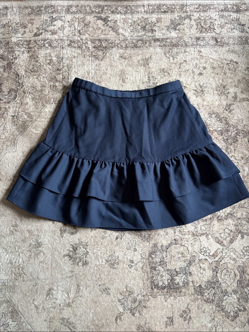 J. Crew Navy Ruffle Hem Tiered Skirt Size 8